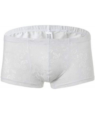 Pouch Panties Men's Silky Lace Thong Briefs Bikini Underwear for Men See Through Hollow Lingerie - White - C319DHM7E44 $23.36...