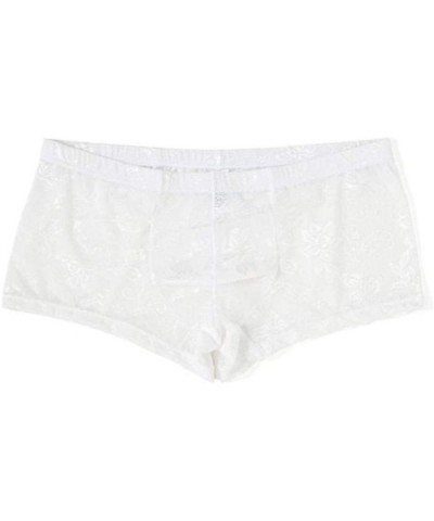 Pouch Panties Men's Silky Lace Thong Briefs Bikini Underwear for Men See Through Hollow Lingerie - White - C319DHM7E44 $23.36...