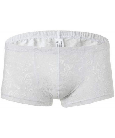 Pouch Panties Men's Silky Lace Thong Briefs Bikini Underwear for Men See Through Hollow Lingerie - White - C319DHM7E44 $23.36...