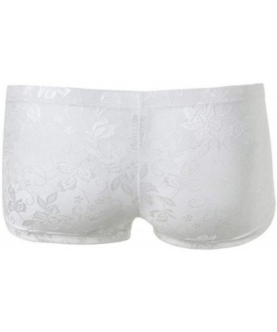 Pouch Panties Men's Silky Lace Thong Briefs Bikini Underwear for Men See Through Hollow Lingerie - White - C319DHM7E44 $23.36...