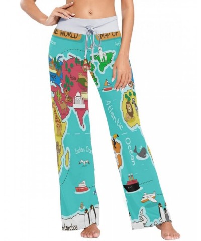 Colorful Map Animal Women Loose Palazzo Casual Drawstring Sleepwear Print Yoga Pants - CG19CSU22QZ $35.84 Bottoms