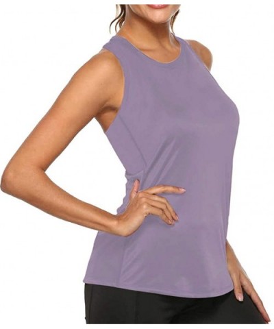 Women Workout Tops Mesh Racerback Tank Yoga Shirts Gym Clothes - D2-purple - C419CGGSLS3 $49.78 Thermal Underwear