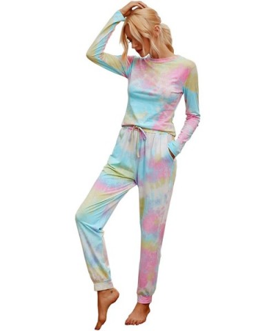 Women's Fashion Tie Dye Long Sleve T-Shirt Casual Trousers Pajamas Set Medium - CX19DSRWK5U $55.01 Sets