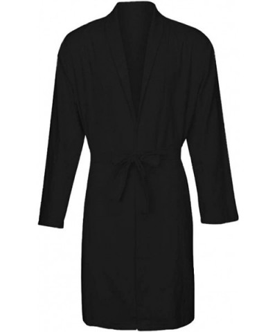 Men's Casual Sleepwear Robe Pure Color Cotton Linen Long Bathrobe Home Nightgown Pajamas Robe - Black - CQ18TIEA3WR $38.18 Robes