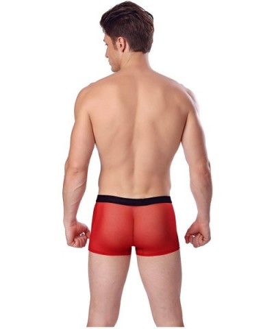 Men's Underwear Sexy Mesh Breathable Boxer Briefs Low Rise Cool Boxers Pack Set - Style 7 Red 1 Pcs - CS18T9TUOAW $13.89 Boxe...