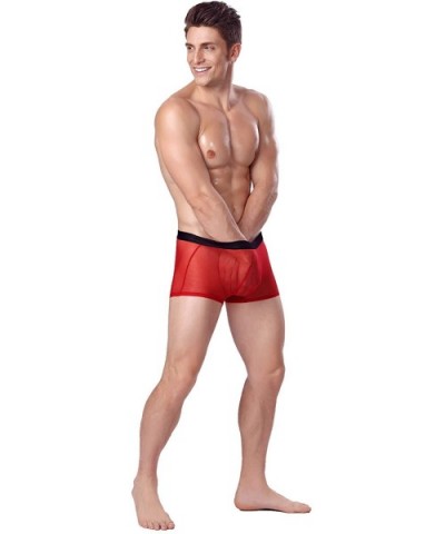 Men's Underwear Sexy Mesh Breathable Boxer Briefs Low Rise Cool Boxers Pack Set - Style 7 Red 1 Pcs - CS18T9TUOAW $13.89 Boxe...