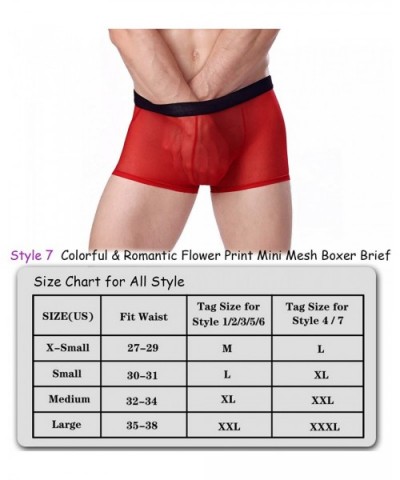 Men's Underwear Sexy Mesh Breathable Boxer Briefs Low Rise Cool Boxers Pack Set - Style 7 Red 1 Pcs - CS18T9TUOAW $13.89 Boxe...