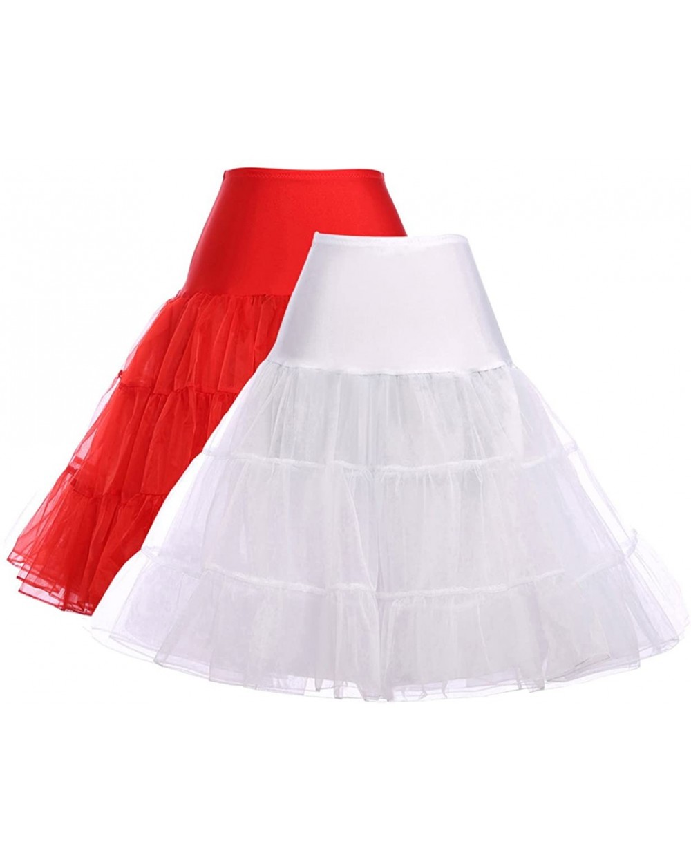 Women 50s Petticoat Skirts Tutu Crinoline Underskirt CL8922 - 2-pack（white+red） - CV18M5CTXTU $33.84 Slips