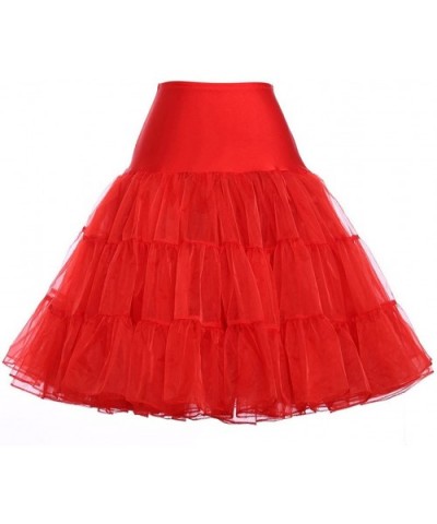 Women 50s Petticoat Skirts Tutu Crinoline Underskirt CL8922 - 2-pack（white+red） - CV18M5CTXTU $33.84 Slips