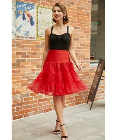 Women 50s Petticoat Skirts Tutu Crinoline Underskirt CL8922 - 2-pack（white+red） - CV18M5CTXTU $33.84 Slips