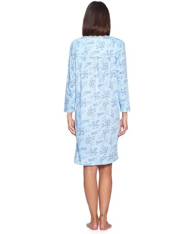 Women's Cotton Blend Long Sleeve Nightgown - Blue Floral - CK192GKDE2Y $37.73 Nightgowns & Sleepshirts