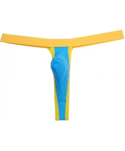 Men's Breath Hole Mini Pouch Thong Underwear - Light Blue - C511YSF8SSB $13.37 G-Strings & Thongs