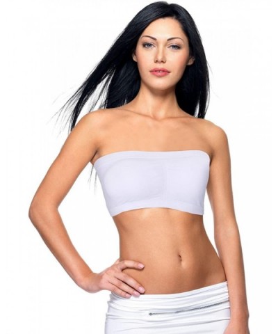 Women's Padded Bandeau Bra Strapless Removable Pads Tube Tops 1-4 Pack - White & Grey - CQ18WLS69XW $26.81 Bras