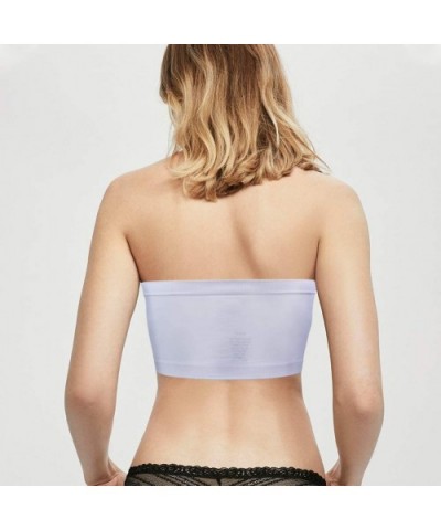 Women's Padded Bandeau Bra Strapless Removable Pads Tube Tops 1-4 Pack - White & Grey - CQ18WLS69XW $26.81 Bras