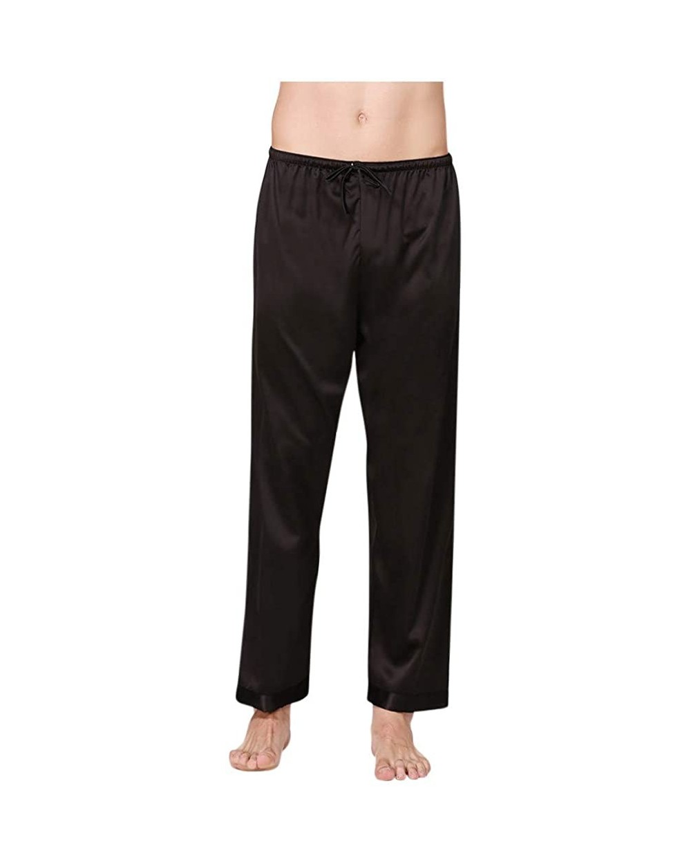 Men Satin Sleepwear Lingerie Sleep Pants Daily Elastic Band Trousers - Black - CV198HED39R $19.83 Robes