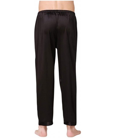 Men Satin Sleepwear Lingerie Sleep Pants Daily Elastic Band Trousers - Black - CV198HED39R $19.83 Robes