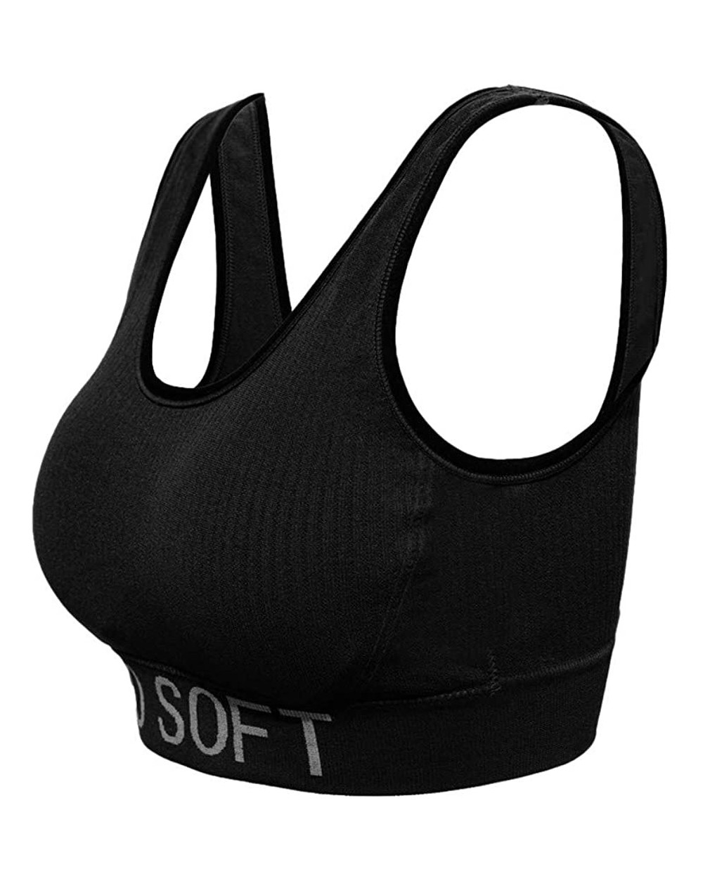 Women's Seamless Lace Bra Top Solid Color Cover Sports Bra - B - Black - CY1972WI7QH $15.35 Bras