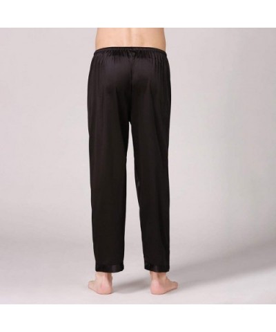 Men Satin Sleepwear Lingerie Sleep Pants Daily Elastic Band Trousers - Black - CV198HED39R $19.83 Robes