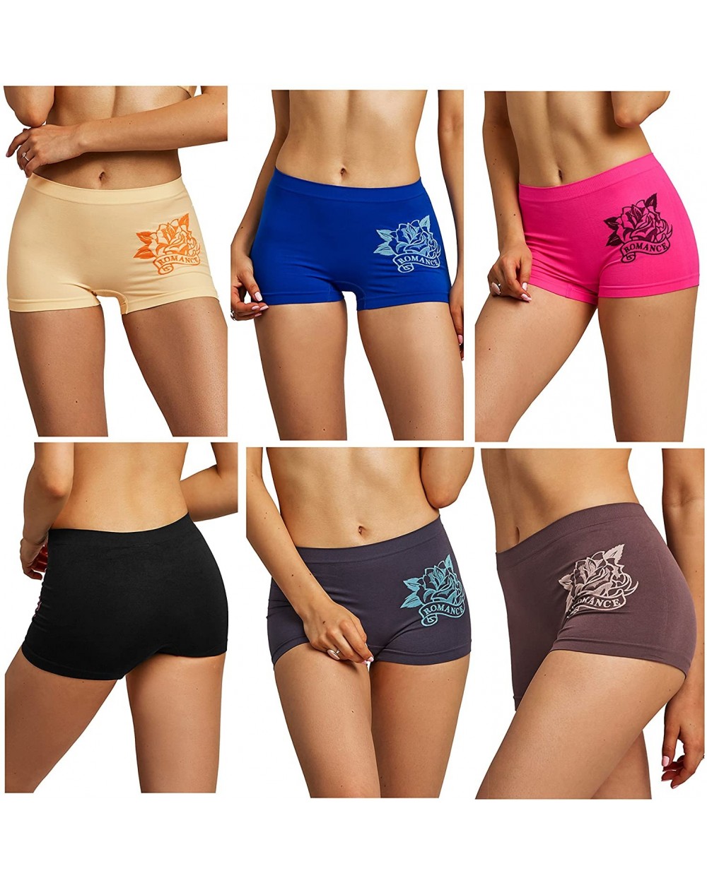 Women Seamless Stretch Boy Shorts Panties Various Styles - Romance - CQ18EE3XYXS $23.45 Panties