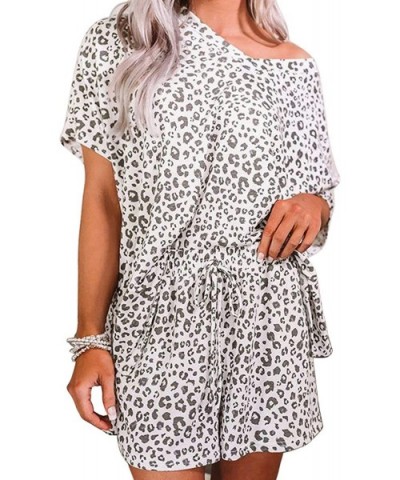 Tie Dye Pajamas for Women Womens Pajama Sets Shirts Camisole and Short Sleepwear Outfit - White Leopard 2 - CG19CD242YO $32.1...