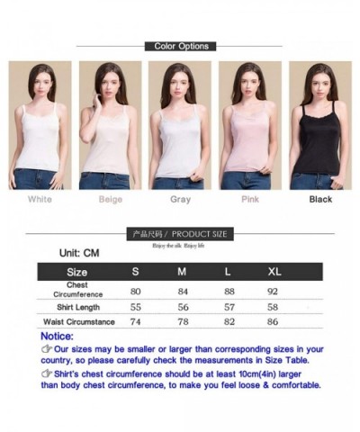 Women's Silk Camisole-Underwaist Vest with Straps-100% Silk(Main Fabric)-5 Colors-真丝吊带背心 - Pink - CX19DUIWSUC $50.75 Camisole...