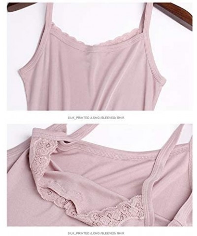 Women's Silk Camisole-Underwaist Vest with Straps-100% Silk(Main Fabric)-5 Colors-真丝吊带背心 - Pink - CX19DUIWSUC $50.75 Camisole...