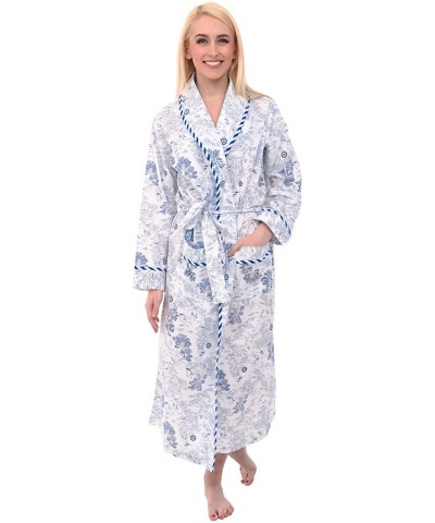 Women's Lightweight Cotton Kimono Robe- Printed Summer Bathrobe - Sailboats and Palm Trees Tropical Dream - CR12LV2I58B $45.7...