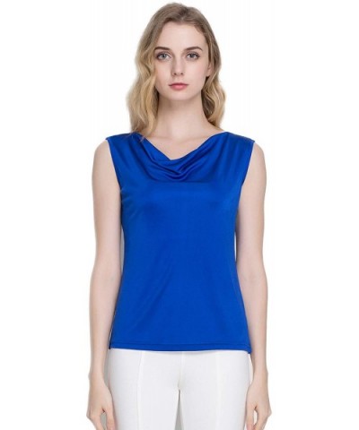 Women's Silk Shirt Tank Tops Sleeveless Blouse - Sapphire Blue - CL18UTNN5EH $61.80 Undershirts