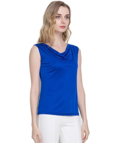 Women's Silk Shirt Tank Tops Sleeveless Blouse - Sapphire Blue - CL18UTNN5EH $61.80 Undershirts