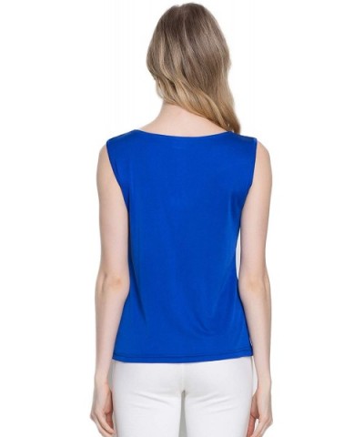 Women's Silk Shirt Tank Tops Sleeveless Blouse - Sapphire Blue - CL18UTNN5EH $61.80 Undershirts