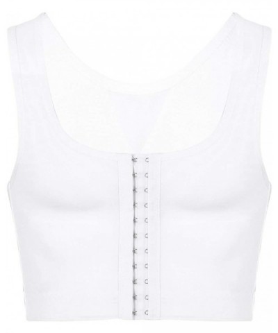 Men's Sleeveless Hooks Lesbian Chest Binder Vest Sports Tank Bra Crop Tops Corset Shapewear - White - CT19883KX63 $22.11 Shap...