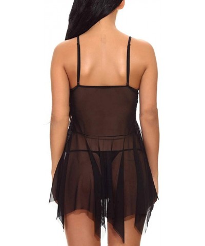 Women Fashion Sexy Bow Lace Sleepwear Lingerie Temptation Underwear Nightdress - Black - CR19835OSLN $13.86 Robes