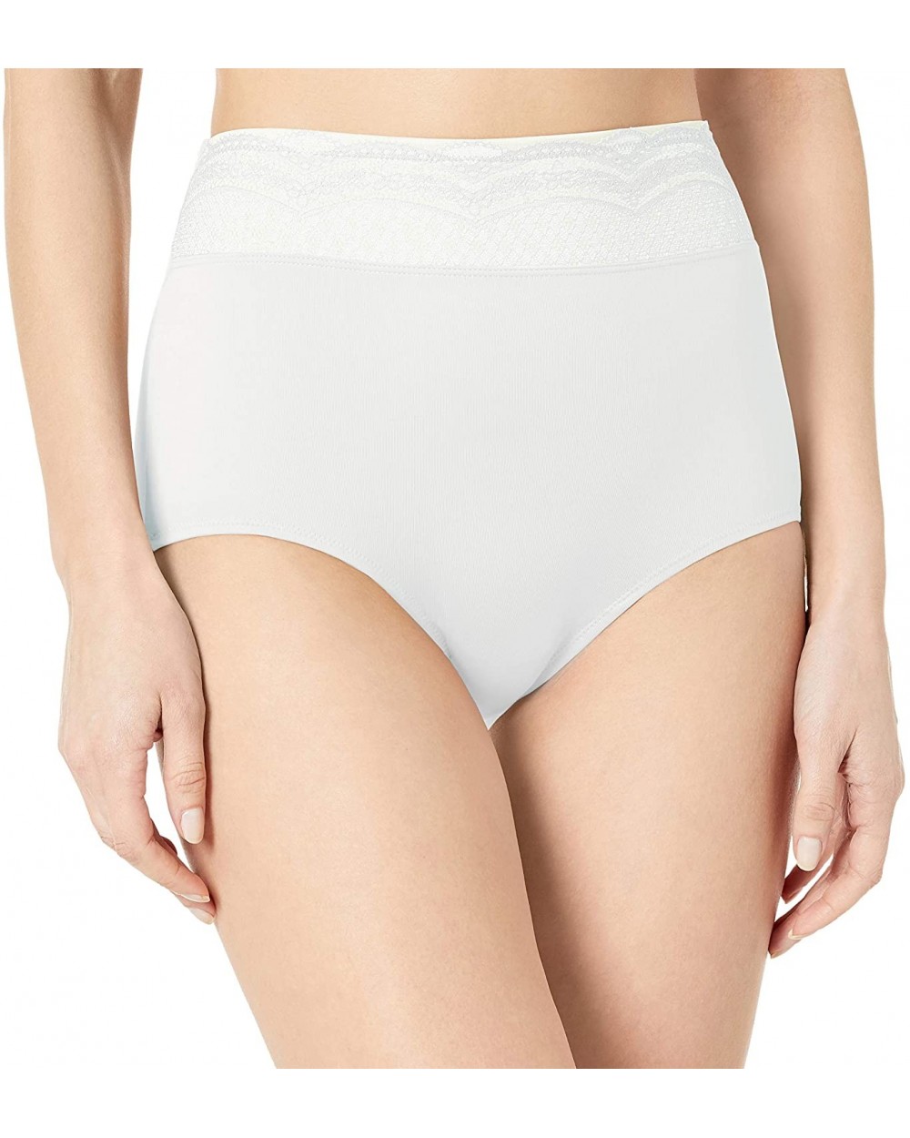 Women's No Pinching No Problem Microfiber with Lace Brief Panty - White - CE182WZGIE2 $13.17 Panties