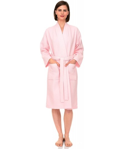 Women's Robe- Kimono Waffle Spa Bathrobe - Blushing Bride - CI18DA6LT8X $55.16 Robes