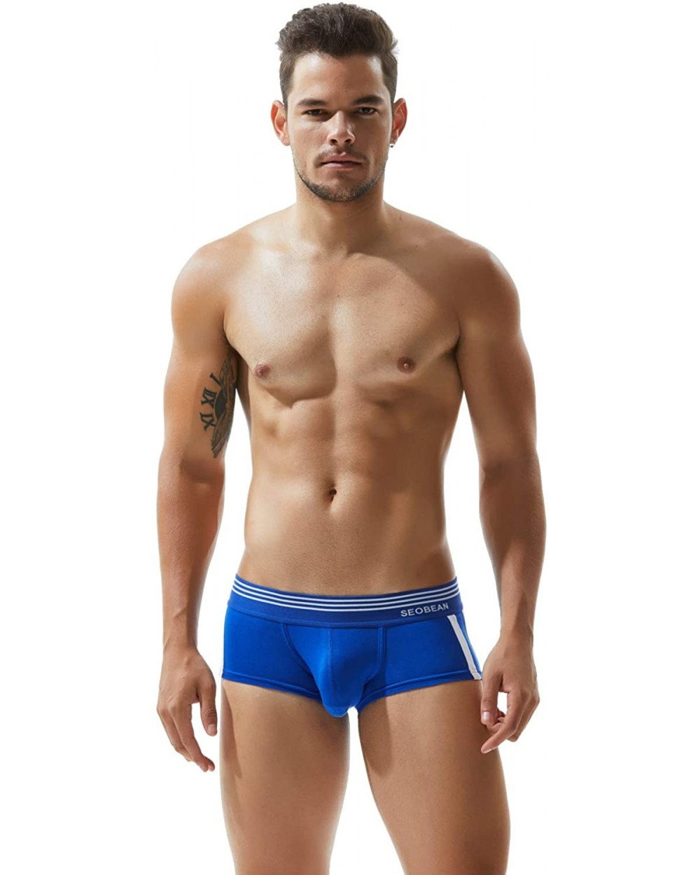 Mens Low-Rise Sexy Trunk Boxer Brief Underwear - 80207 Blue - CQ18HM5Y42D $28.65 Boxer Briefs