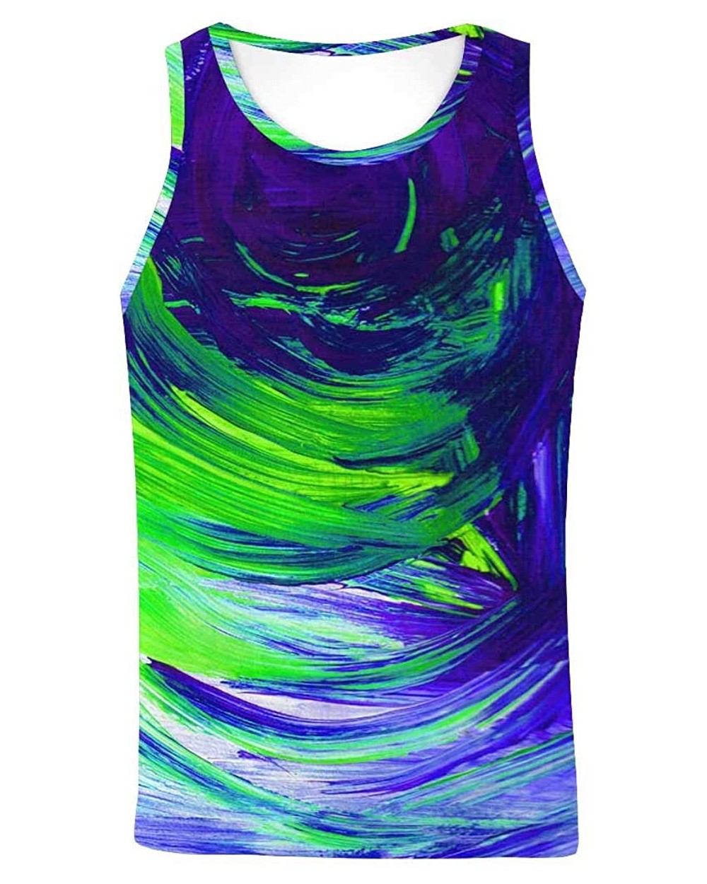 Men's Muscle Gym Workout Training Sleeveless Tank Top Abstract Colorful Green - Multi1 - CL19D0MGRH4 $46.31 Undershirts