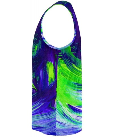 Men's Muscle Gym Workout Training Sleeveless Tank Top Abstract Colorful Green - Multi1 - CL19D0MGRH4 $46.31 Undershirts