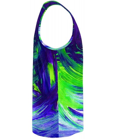 Men's Muscle Gym Workout Training Sleeveless Tank Top Abstract Colorful Green - Multi1 - CL19D0MGRH4 $46.31 Undershirts