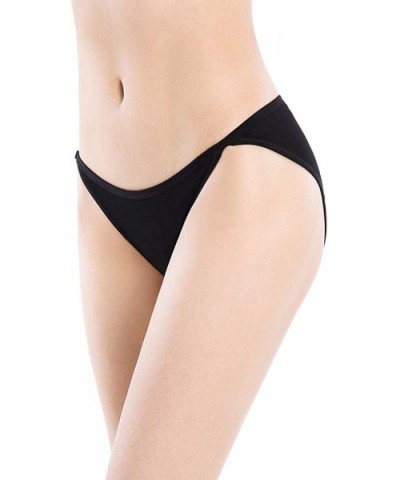 Womens String Bikini Briefs Soft Cotton Low Rise High-Cut Panties - 4 Black - CZ18LKWWQE8 $15.29 Panties