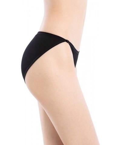 Womens String Bikini Briefs Soft Cotton Low Rise High-Cut Panties - 4 Black - CZ18LKWWQE8 $15.29 Panties