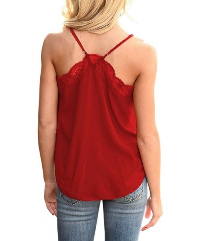 Women Sexy Fashion Cami Tank Tops Dressy Satin Camisoles - C Bright Red Delicate Balance Lace - CP196IX8RH4 $27.38 Camisoles ...