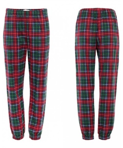 Women's Flannel Pajama Pants- Long Cotton Pj Bottoms - Blue Red and Green Plaid Jogger - CU18TUL7WNN $40.86 Bottoms