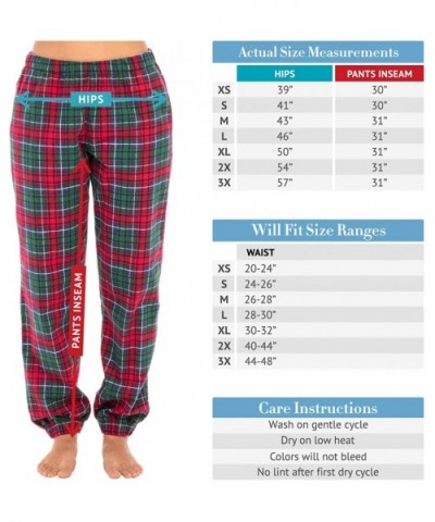 Women's Flannel Pajama Pants- Long Cotton Pj Bottoms - Blue Red and Green Plaid Jogger - CU18TUL7WNN $40.86 Bottoms