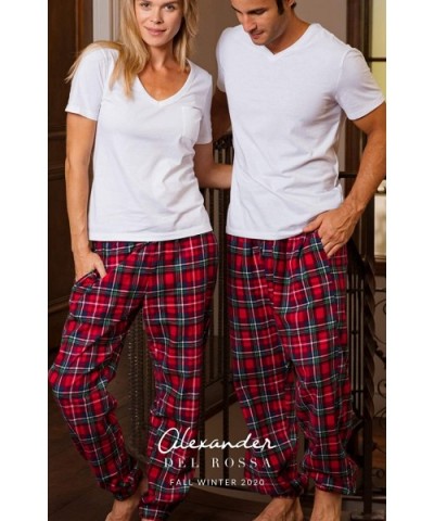 Women's Flannel Pajama Pants- Long Cotton Pj Bottoms - Blue Red and Green Plaid Jogger - CU18TUL7WNN $40.86 Bottoms