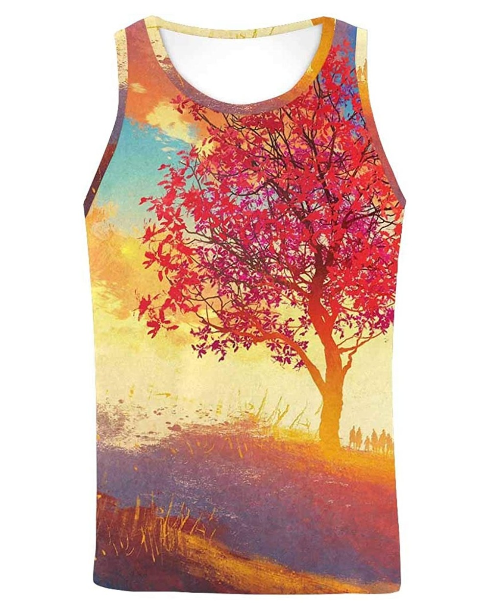 Men's Muscle Gym Workout Training Sleeveless Tank Top Sunflowers and Leaves - Multi8 - C619CQ76MG4 $47.41 Undershirts