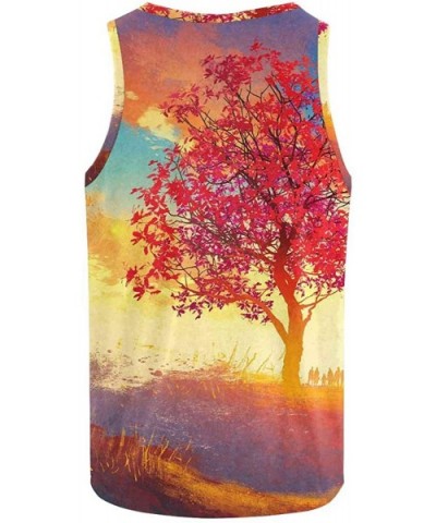 Men's Muscle Gym Workout Training Sleeveless Tank Top Sunflowers and Leaves - Multi8 - C619CQ76MG4 $47.41 Undershirts