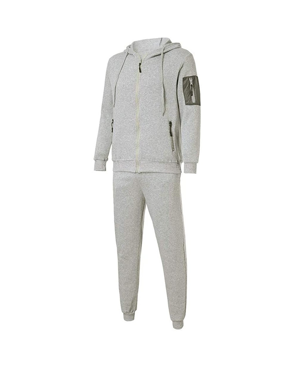 Mens Autumn Winter Tracksuit Patchwork Sweatshirt Top Pants Sets Sports Suit - Gray - CS18YK9UZ0E $50.46 Sleep Sets