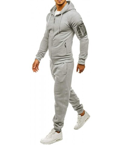 Mens Autumn Winter Tracksuit Patchwork Sweatshirt Top Pants Sets Sports Suit - Gray - CS18YK9UZ0E $50.46 Sleep Sets