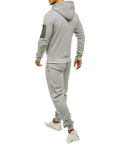 Mens Autumn Winter Tracksuit Patchwork Sweatshirt Top Pants Sets Sports Suit - Gray - CS18YK9UZ0E $50.46 Sleep Sets