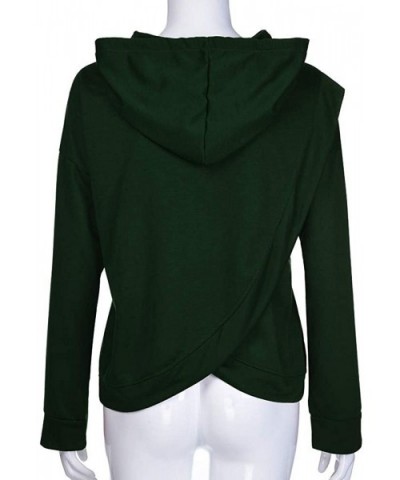 Hooded Pullover Sweatshirt Hoodie Pullover Blouse Cross Back Solid Color Top Blouse Casual Outwear - Green - CA18AG9O8ZT $30....